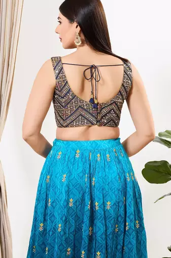 Women's silk padded back open sleeveless saree blouse