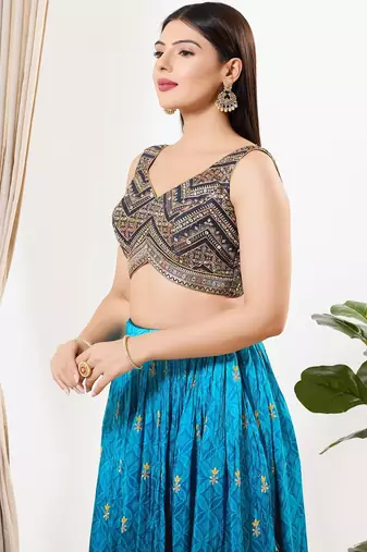 Women's silk padded back open sleeveless saree blouse