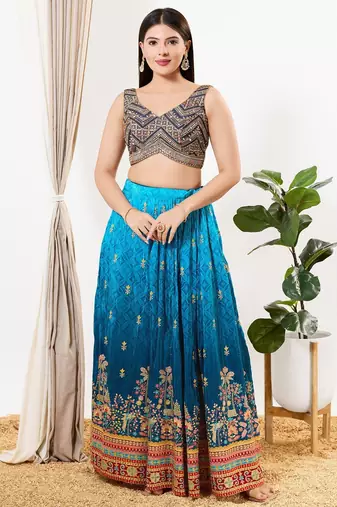 Women's silk padded back open sleeveless saree blouse