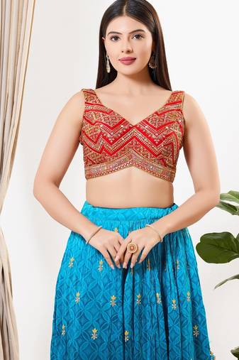 Women's silk padded back open sleeveless saree blouse