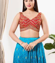 Women's silk padded back open sleeveless saree blouse