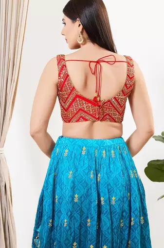 Women's silk padded back open sleeveless saree blouse