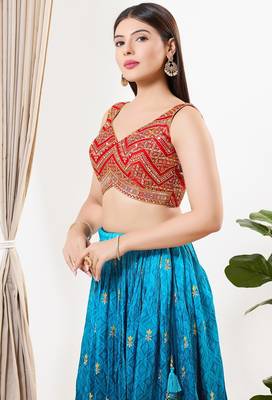Women's silk padded back open sleeveless saree blouse 3