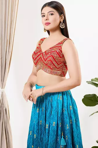 Women's silk padded back open sleeveless saree blouse