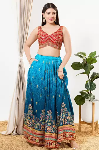 Women's silk padded back open sleeveless saree blouse