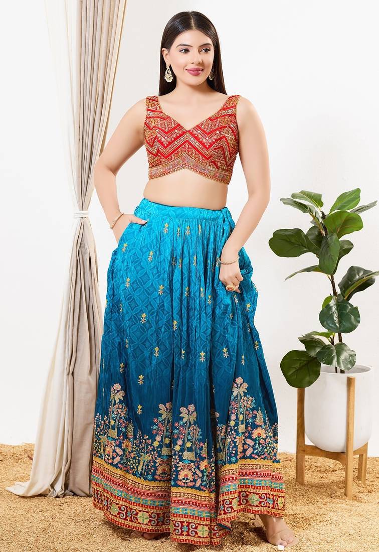 Women's silk padded back open sleeveless saree blouse