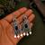 German silver black geometric drop earrings