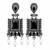 German silver black geometric drop earrings
