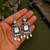 German silver clear white geometric drop earrings
