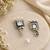 German silver clear white geometric drop earrings