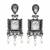 German silver clear white geometric drop earrings
