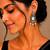 German silver clear white geometric drop earrings