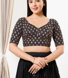 Women's silk padded back open elbow sleeves saree blouse