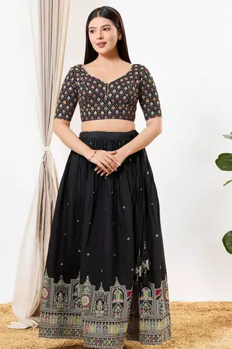 Women's silk padded back open elbow sleeves saree blouse