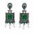 German silver green geometric drop earrings
