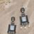 German silver mint geometric drop earrings