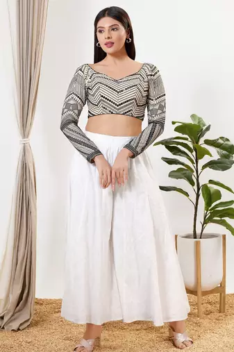 Women's silk padded back open full sleeves saree blouse