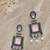 German silver pink geometric drop earrings