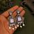 German silver pink geometric drop earrings