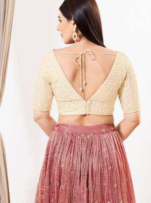 Women's silk padded back open elbow sleeves saree blouse 2