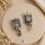 German silver pink geometric drop earrings