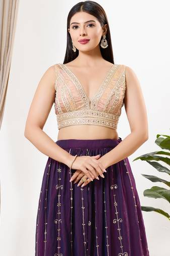 Women's tissue padded back open sleeveless saree blouse