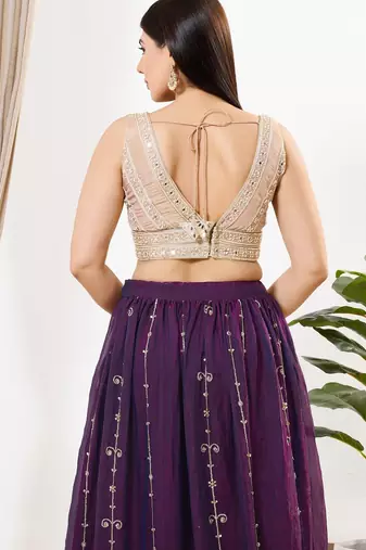 Women's tissue padded back open sleeveless saree blouse