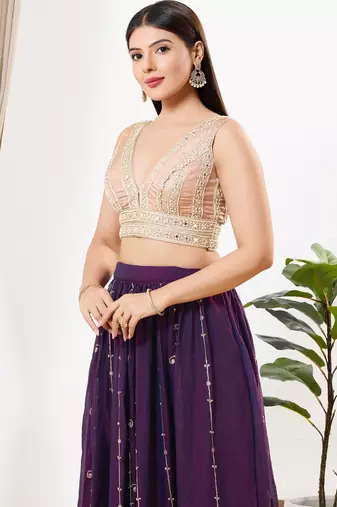 Women's tissue padded back open sleeveless saree blouse