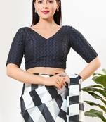 Women's jain silk padded back open elbow sleeves saree blouse