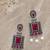 German silver ruby red classic geometric drop earrings
