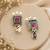 German silver ruby red classic geometric drop earrings