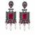 German silver ruby red classic geometric drop earrings