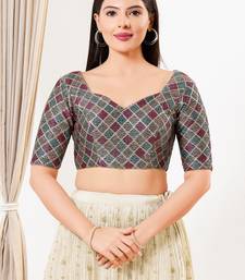 Women's net padded back open elbow sleeves saree blouse