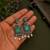 German silver sea green geometric drop earrings