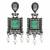 German silver sea green geometric drop earrings