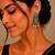 German silver sea green geometric drop earrings
