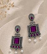 German silver wine geometric drop earrings
