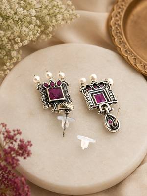 German silver wine geometric drop earrings 3