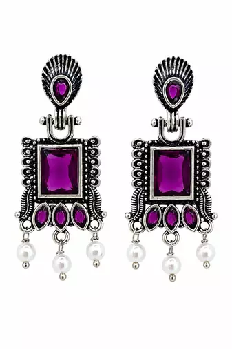 German silver wine geometric drop earrings