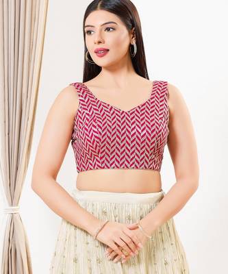 Women's silk padded back open sleeveless saree blouse 1