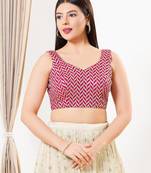 Women's silk padded back open sleeveless saree blouse