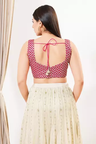 Women's silk padded back open sleeveless saree blouse
