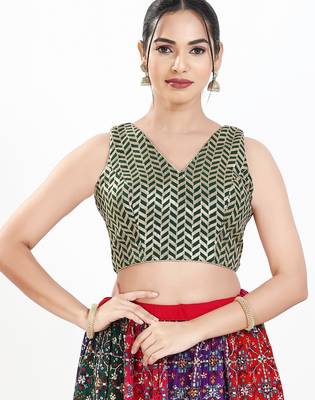 Women's silk padded back open sleeveless saree blouse 1