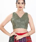 Women's silk padded back open sleeveless saree blouse