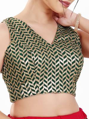 Women's silk padded back open sleeveless saree blouse 4