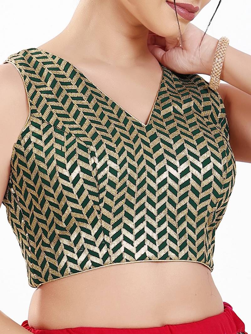 Women's silk padded back open sleeveless saree blouse