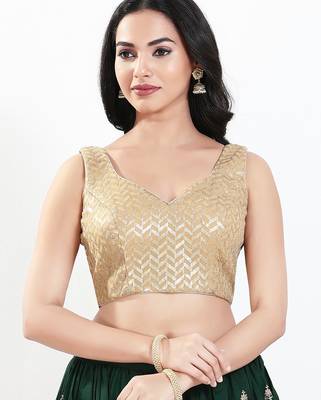 Women's silk padded back open sleeveless saree blouse 1