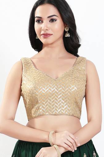 Women's silk padded back open sleeveless saree blouse