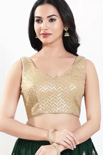 Women's silk padded back open sleeveless saree blouse