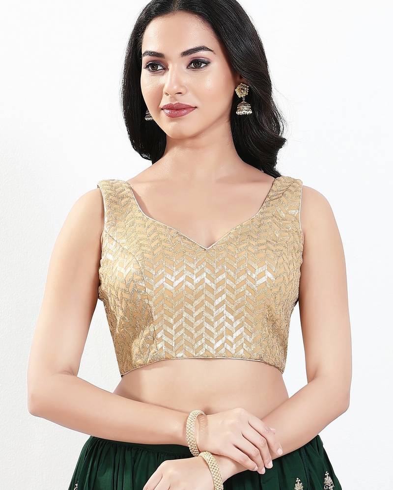 Women's silk padded back open sleeveless saree blouse
